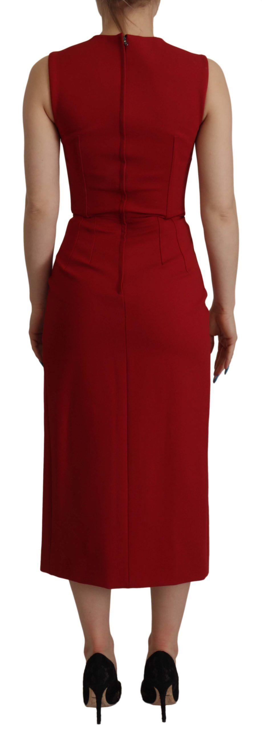 Dolce & Gabbana Elegant Red Bodycon Midi Dress - PER.FASHION