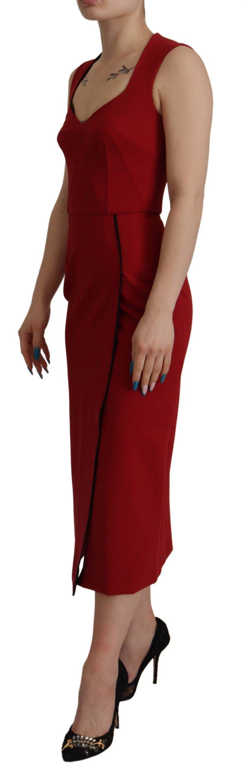 Dolce & Gabbana Elegant Red Bodycon Midi Dress - PER.FASHION