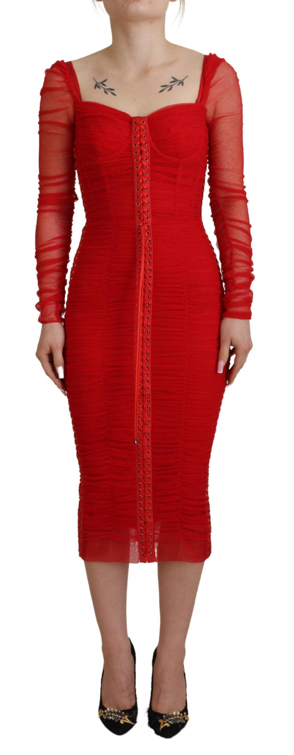 Dolce & Gabbana Elegant Red Bodycon Sheath Dress - PER.FASHION