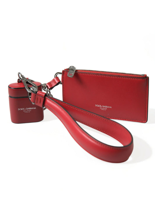 Dolce & Gabbana Elegant Red Leather Airpods Case - PER.FASHION