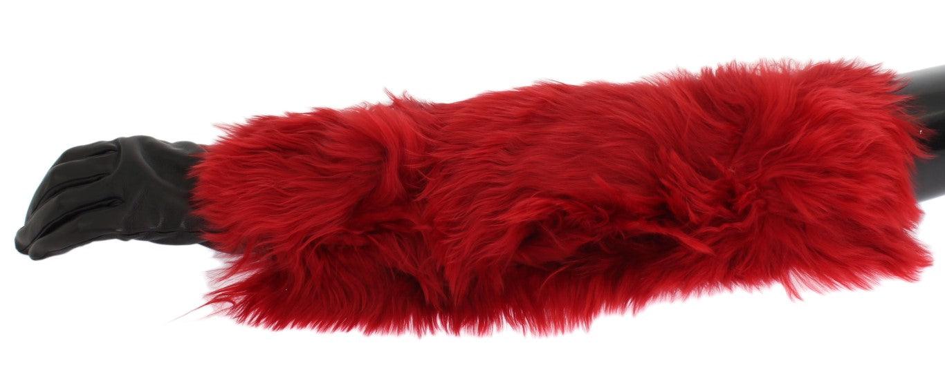 Dolce & Gabbana Elegant Red Leather Elbow Long Gloves - PER.FASHION