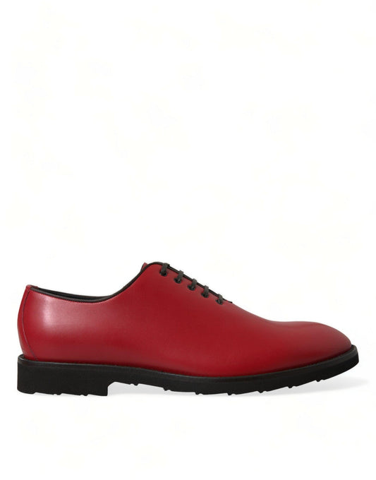 Dolce & Gabbana Elegant Red Leather Oxford Dress Shoes - PER.FASHION