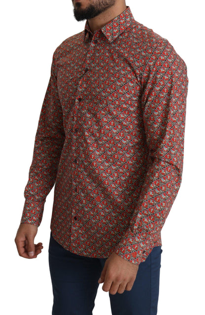 Dolce & Gabbana Elegant Red Martini Fit Cotton Shirt - PER.FASHION