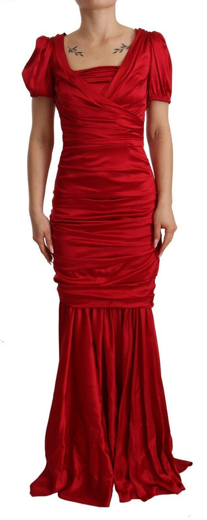 Dolce & Gabbana Elegant Red Silk Stretch Mermaid Dress - PER.FASHION