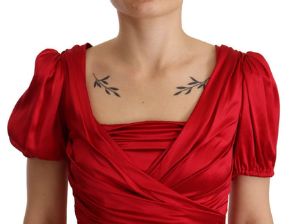 Dolce & Gabbana Elegant Red Silk Stretch Mermaid Dress - PER.FASHION