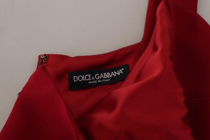 Dolce & Gabbana Elegant Red Square Neck Midi Dress - PER.FASHION