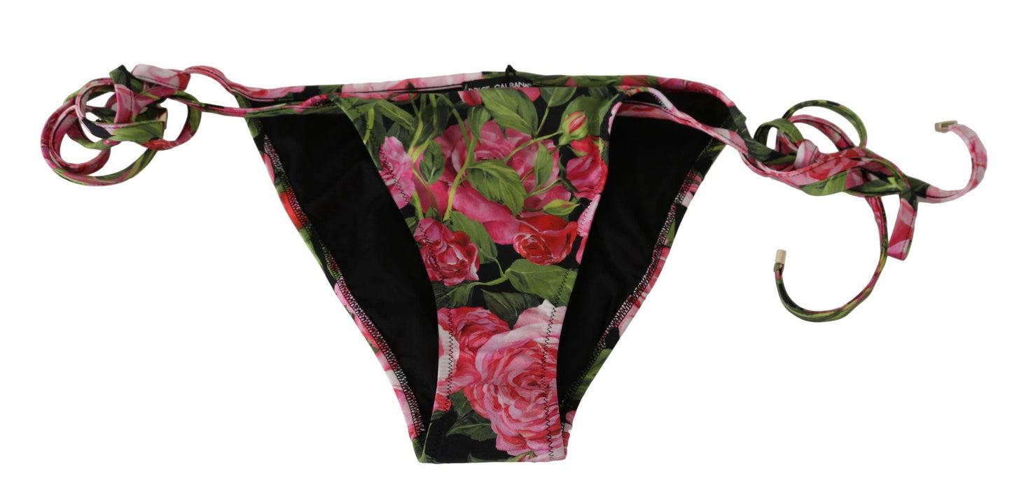 Dolce & Gabbana Elegant Rose Pattern Bikini Bottom - PER.FASHION