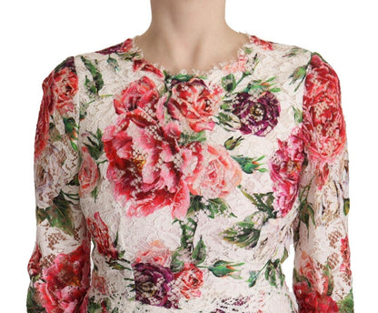 Dolce & Gabbana Elegant Sheath Lace Floral Midi Dress - PER.FASHION