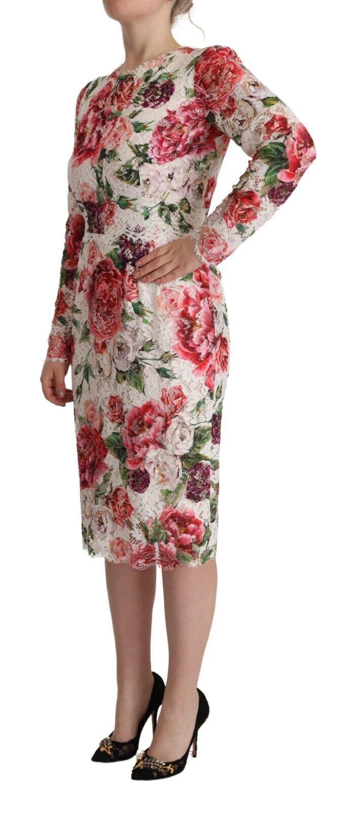 Dolce & Gabbana Elegant Sheath Lace Floral Midi Dress - PER.FASHION
