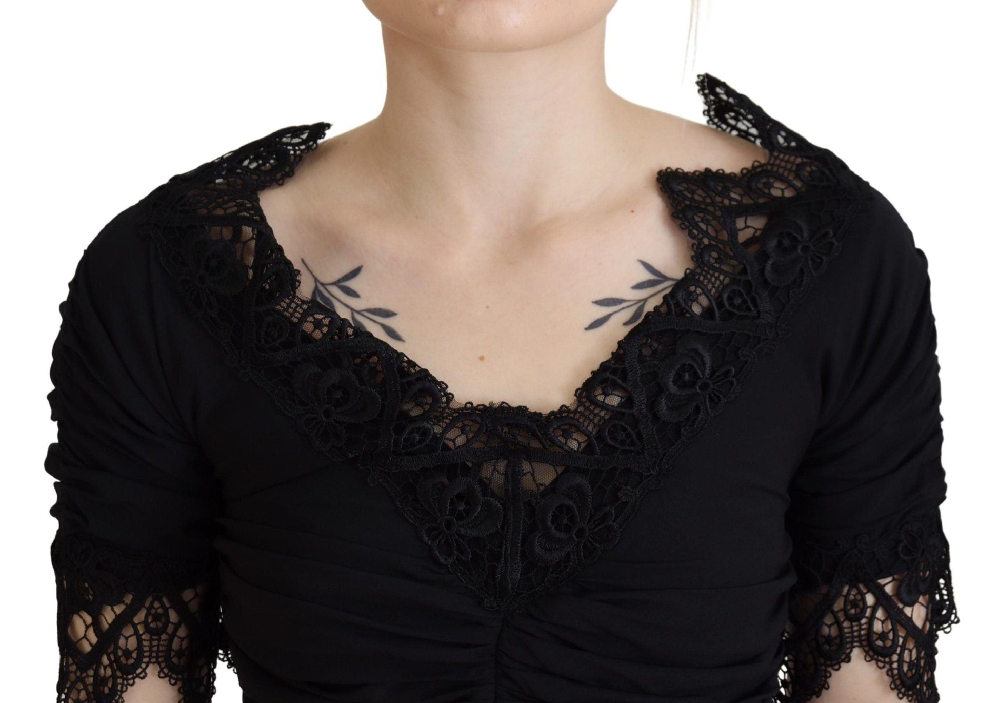 Dolce & Gabbana Elegant Sheath Short Sleeve Midi Dress - PER.FASHION