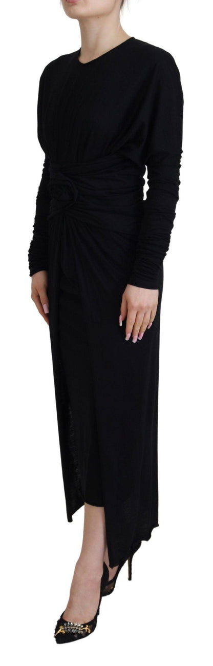 Dolce & Gabbana Elegant Sheath Wrap Dress with Long Sleeves - PER.FASHION