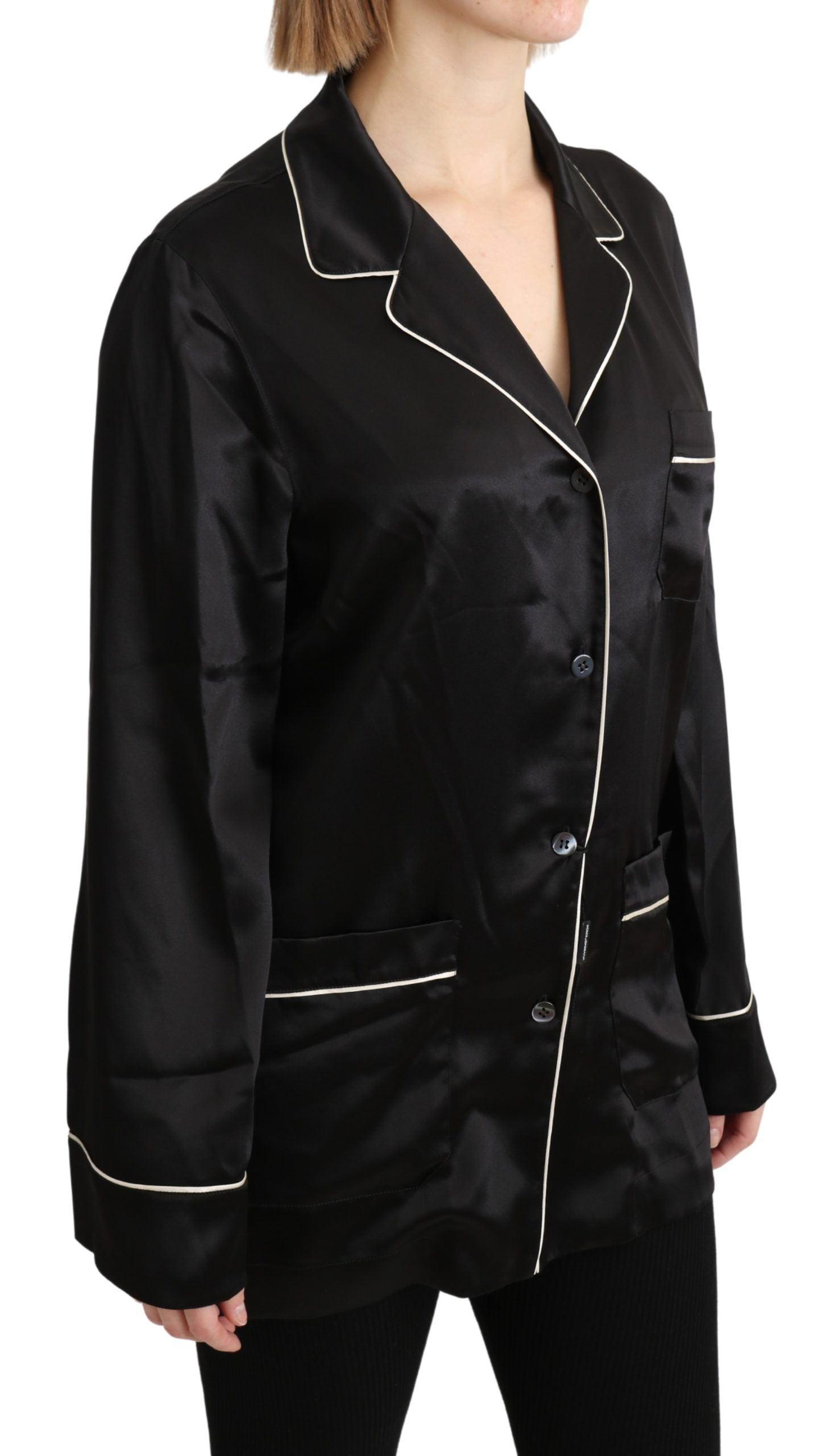 Dolce & Gabbana Elegant Silk Black Button-Up Blouse - PER.FASHION