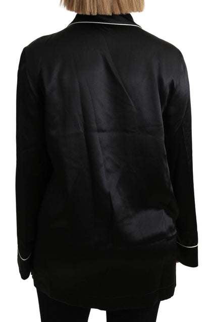 Dolce & Gabbana Elegant Silk Black Button-Up Blouse - PER.FASHION
