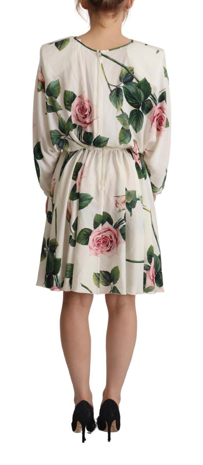 Dolce & Gabbana Elegant Silk Floral A-Line Dress - PER.FASHION