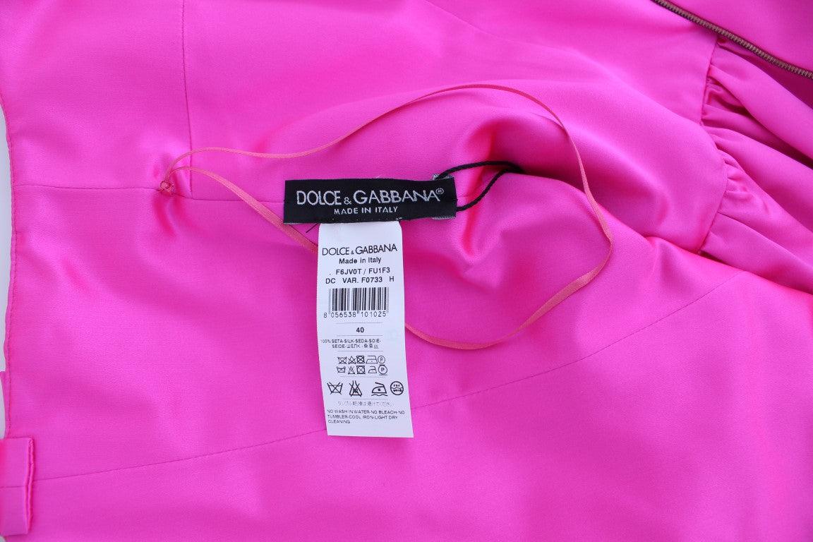 Dolce & Gabbana Elegant Silk Full Length Pink Sheath Dress - PER.FASHION