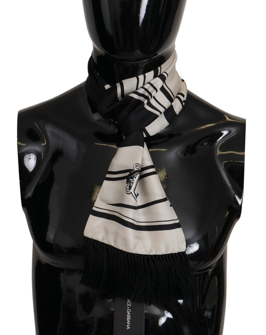 Dolce & Gabbana Elegant Silk Men's Scarf - Classic Black Stripe - PER.FASHION