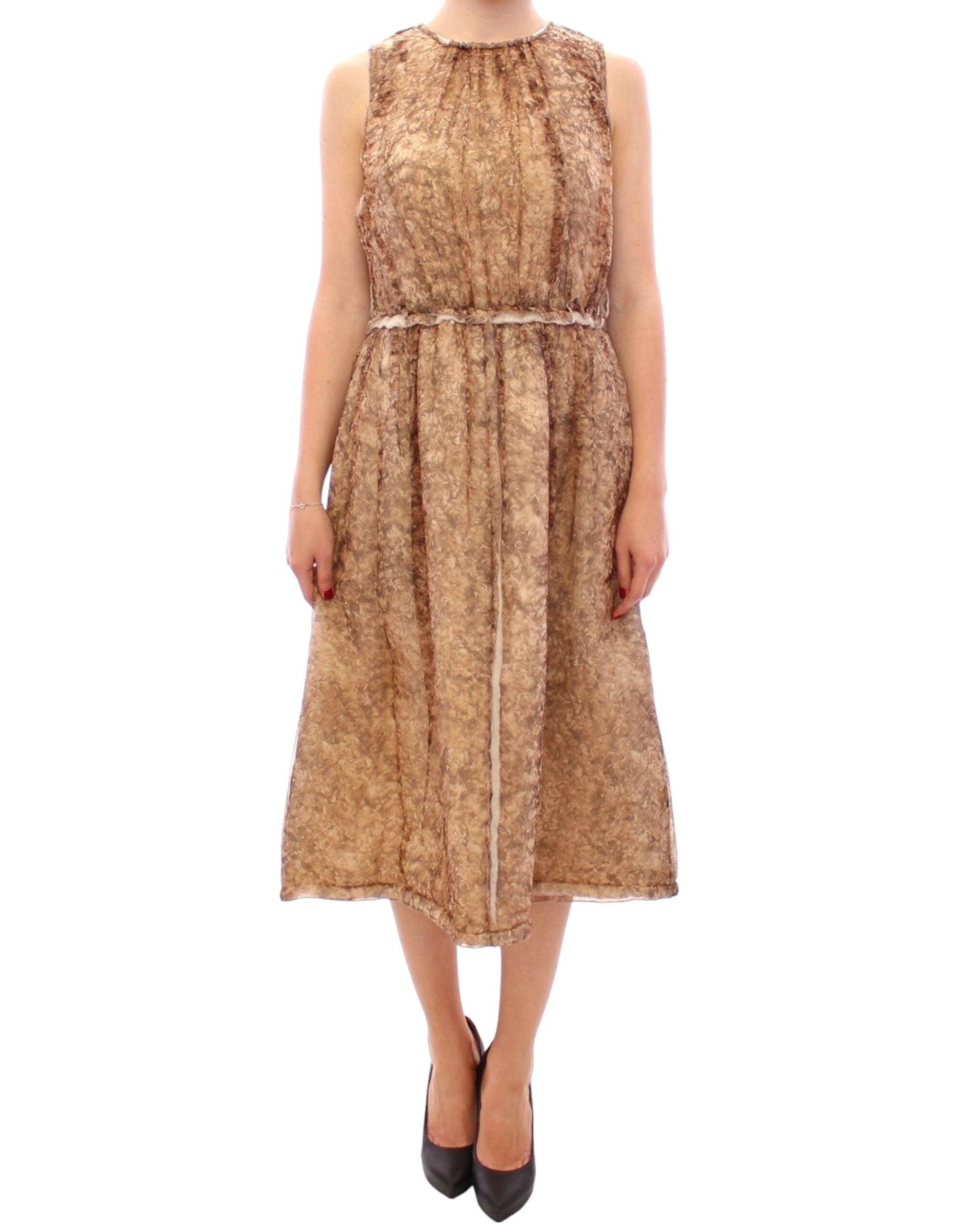 Dolce & Gabbana Elegant Silk Sleeveless Knee-Length Dress - PER.FASHION