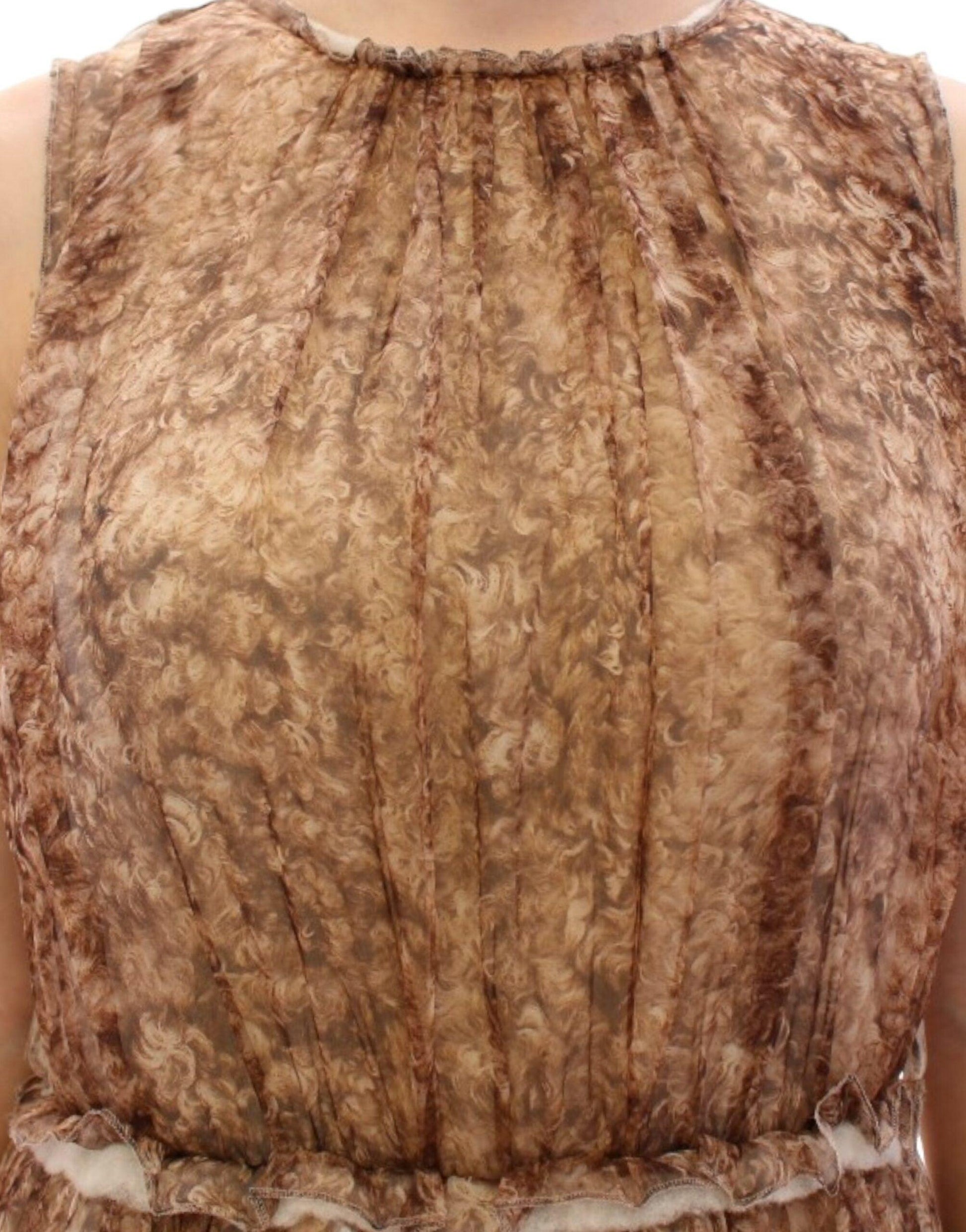 Dolce & Gabbana Elegant Silk Sleeveless Knee-Length Dress - PER.FASHION