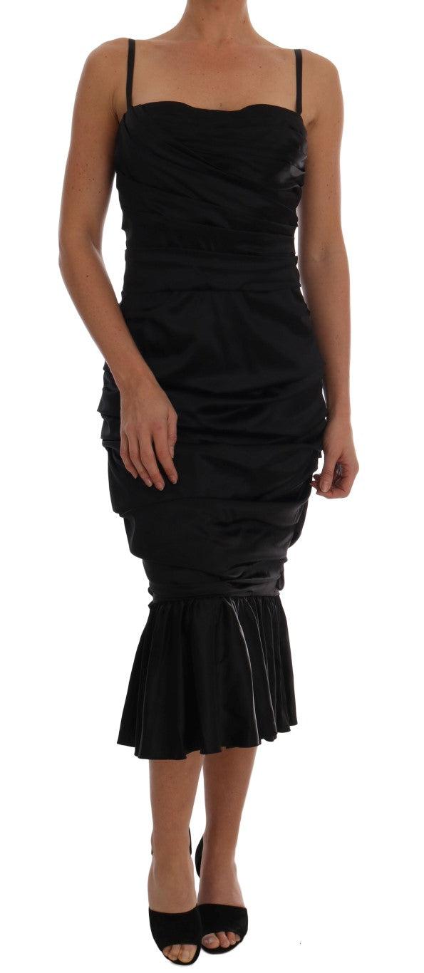 Dolce & Gabbana Elegant Silk Stretch Bustier Midi Dress - PER.FASHION