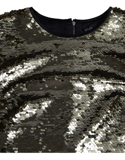 Dolce & Gabbana Elegant Silver Sequined Mini Dress - PER.FASHION