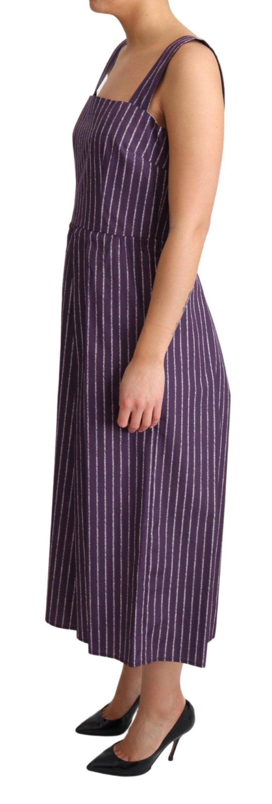 Dolce & Gabbana Elegant Sleeveless A-Line Purple Stripe Dress - PER.FASHION