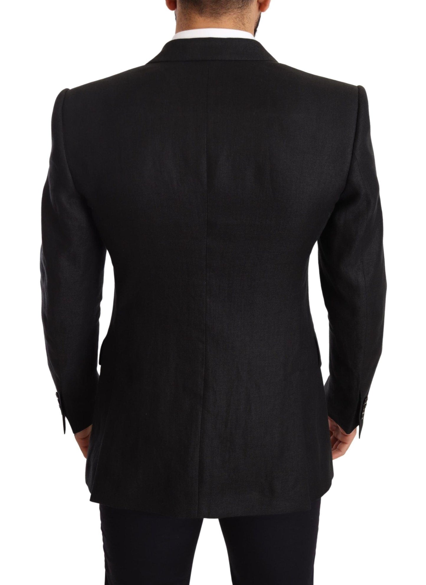 Dolce & Gabbana Elegant Slim Fit Black Linen Blazer - PER.FASHION