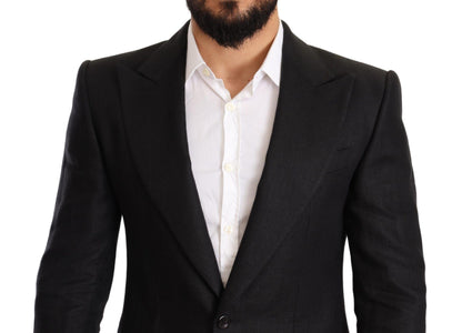 Dolce & Gabbana Elegant Slim Fit Black Linen Blazer - PER.FASHION