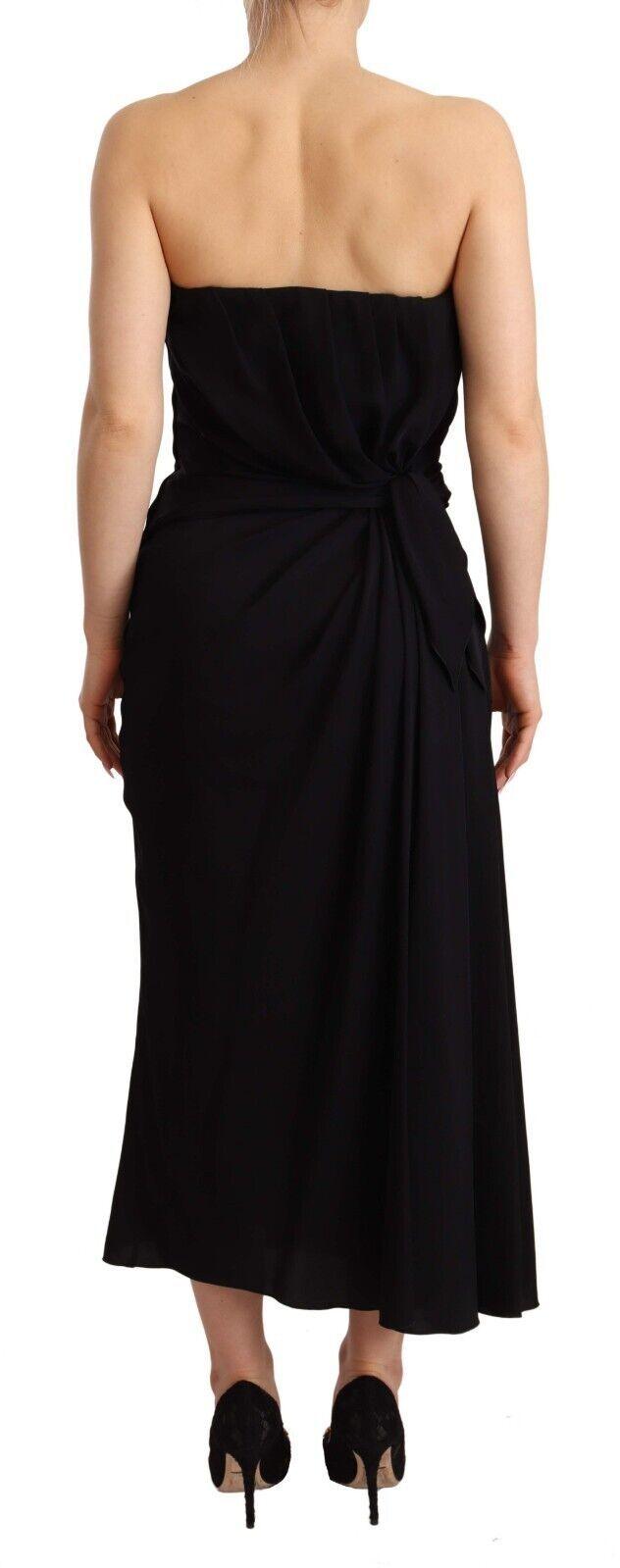 Dolce & Gabbana Elegant Strapless Silk Midi Dress - PER.FASHION