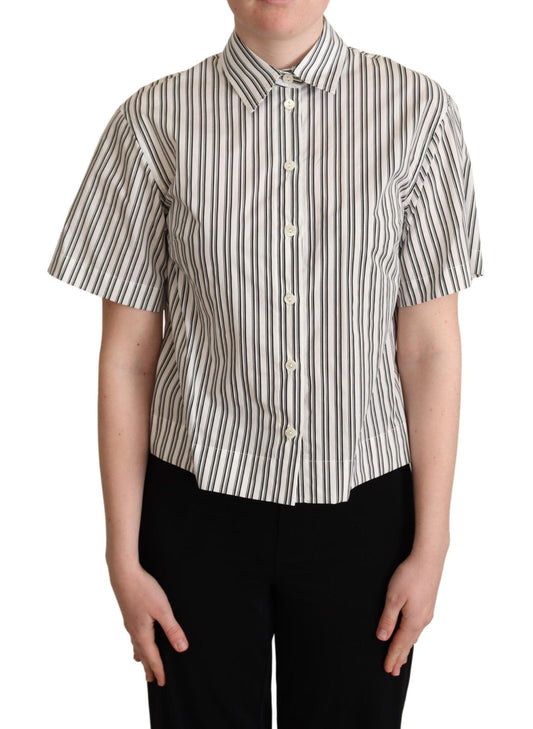 Dolce & Gabbana Elegant Striped Cotton Polo Top - PER.FASHION