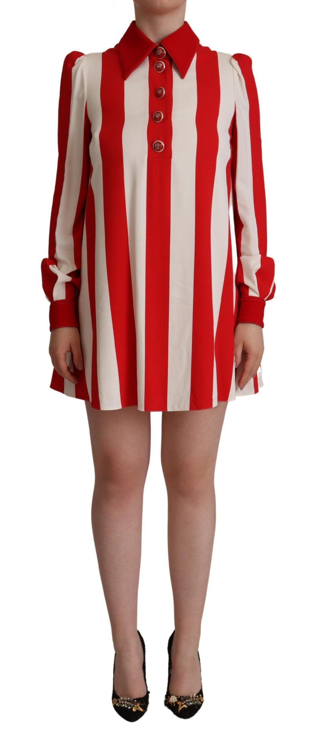 Dolce & Gabbana Elegant Striped Shirt Mini Dress - PER.FASHION