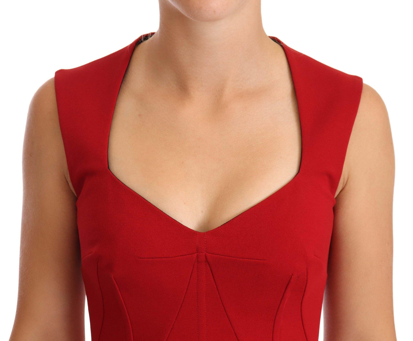 Dolce & Gabbana Elegant Sweetheart Midi Dress in Red - PER.FASHION