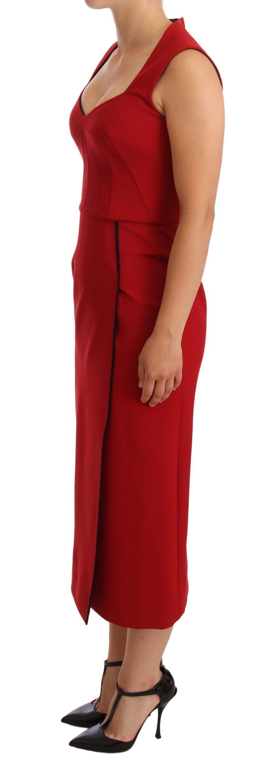 Dolce & Gabbana Elegant Sweetheart Midi Dress in Red - PER.FASHION