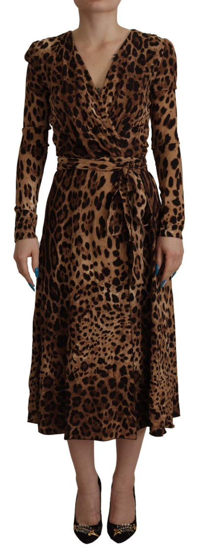 Dolce & Gabbana Elegant V-Neck A-Line Maxi Dress in Brown - PER.FASHION