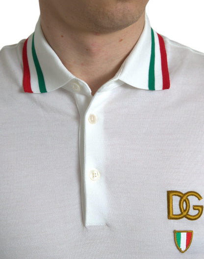 Dolce & Gabbana Elegant White Cotton Polo with Logo Detail - PER.FASHION