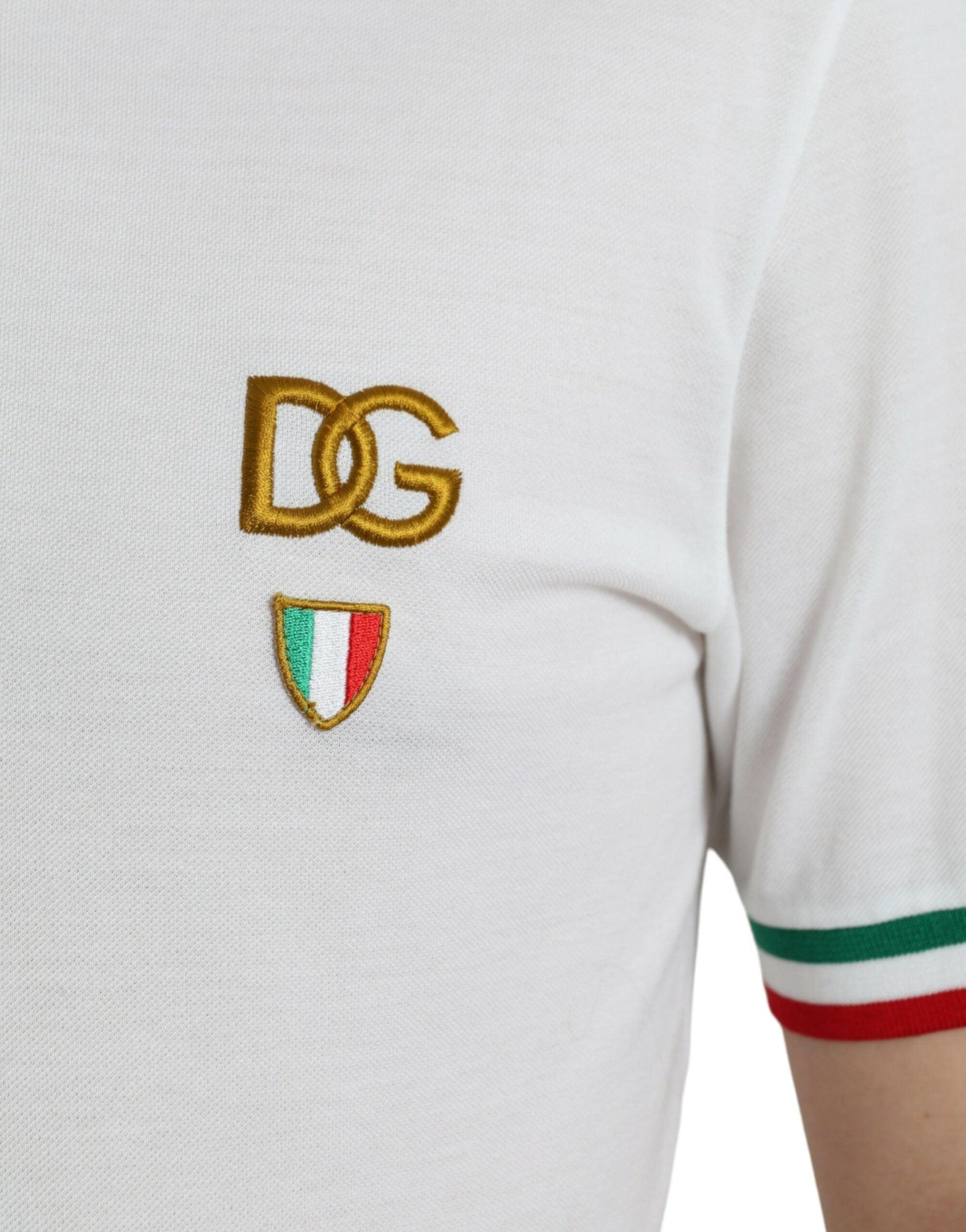 Dolce & Gabbana Elegant White Cotton Polo with Logo Detail - PER.FASHION