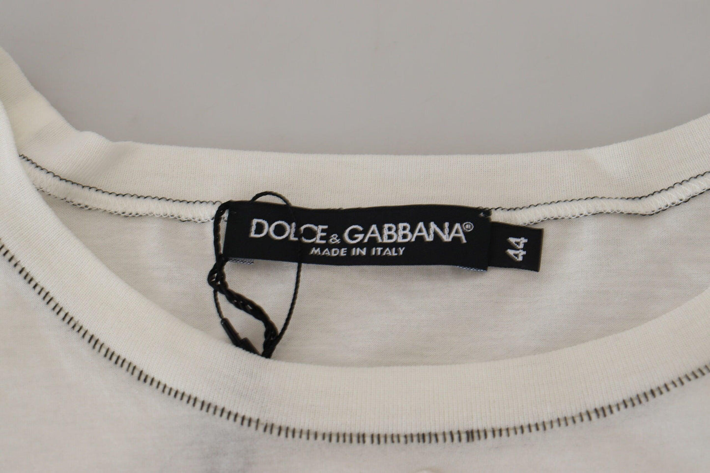 Dolce & Gabbana Elegant White Cotton-Silk Blend Tee - PER.FASHION
