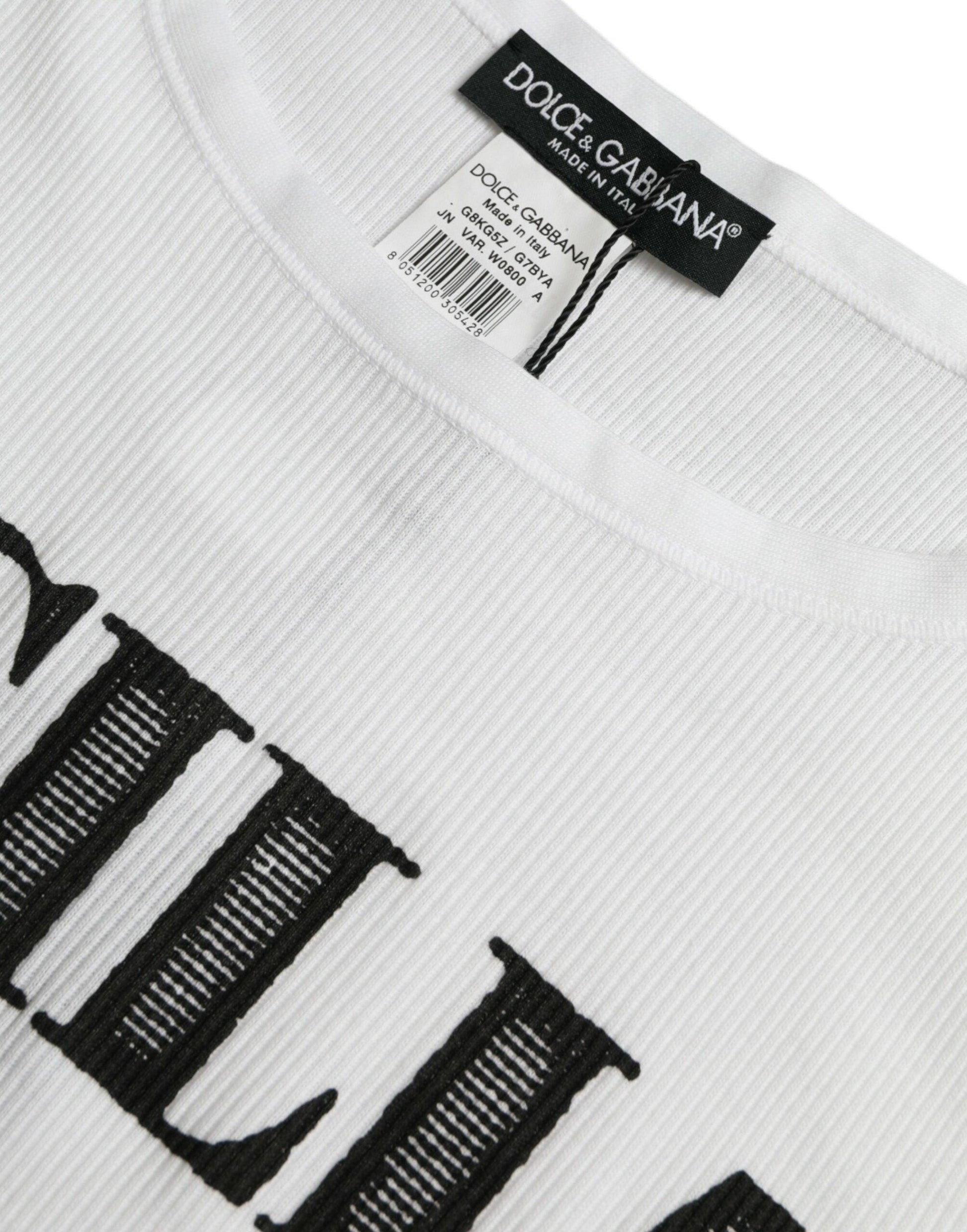 Dolce & Gabbana Elegant White Cotton Tank T-Shirt - PER.FASHION