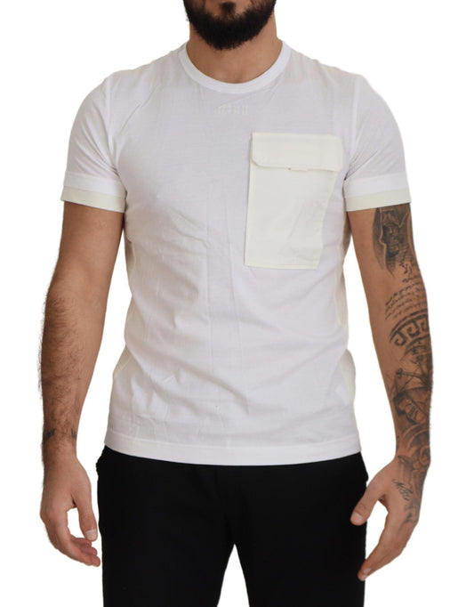 Dolce & Gabbana Elegant White Cotton Tee with DG Chest Pocket - PER.FASHION