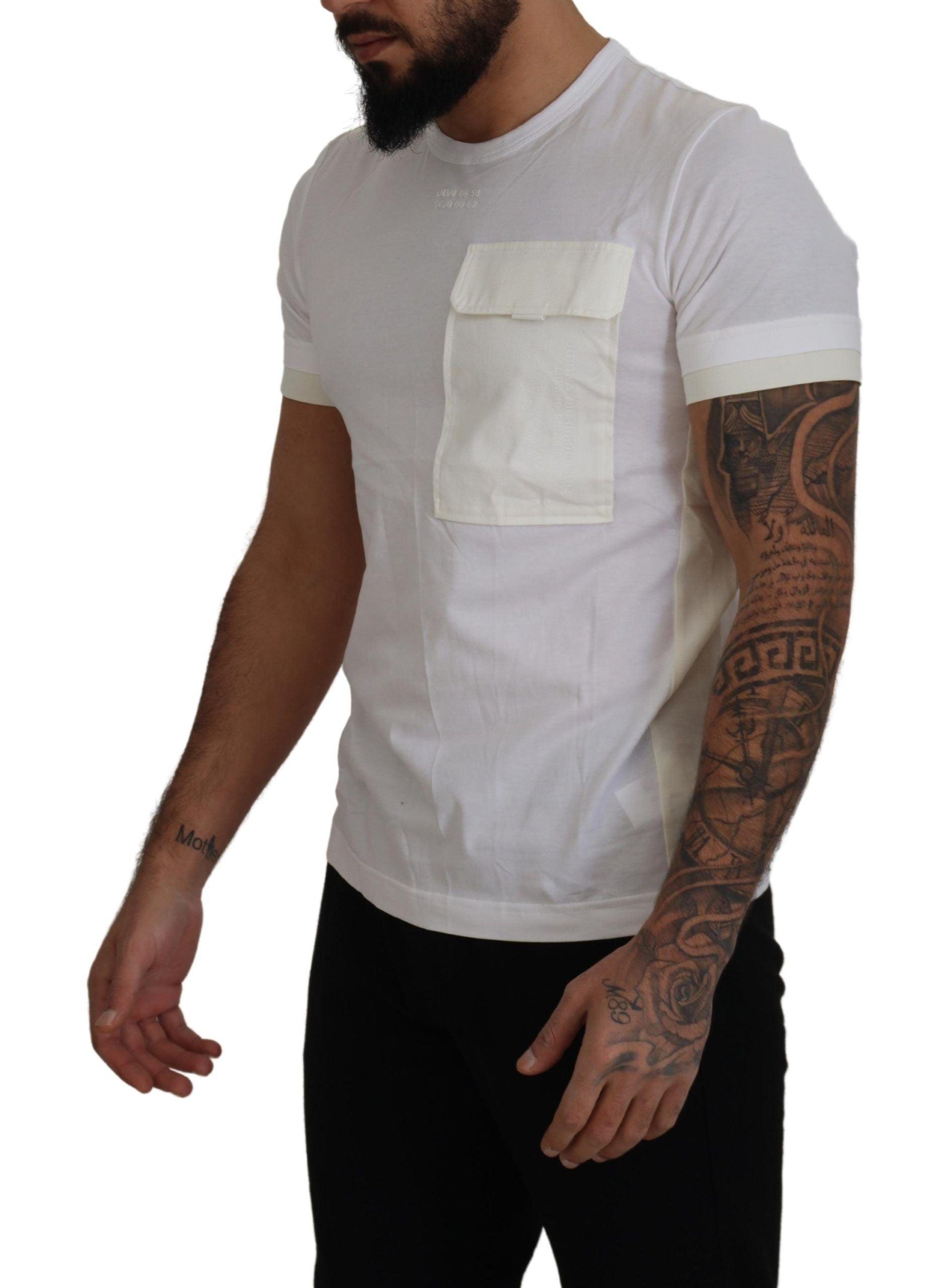 Dolce & Gabbana Elegant White Cotton Tee with DG Chest Pocket - PER.FASHION