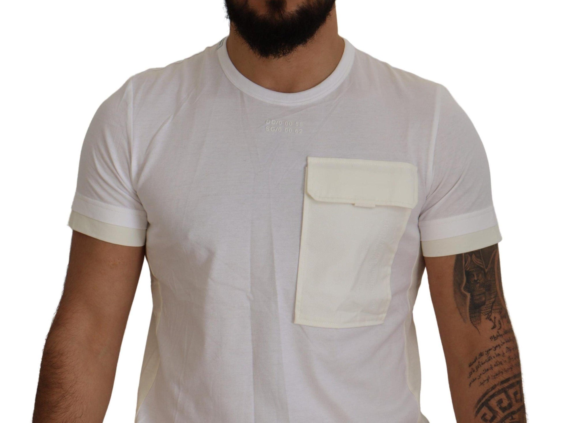 Dolce & Gabbana Elegant White Cotton Tee with DG Chest Pocket - PER.FASHION