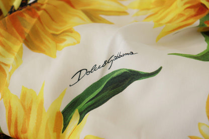 Dolce & Gabbana Elegant White Floral Print Midi Dress - PER.FASHION