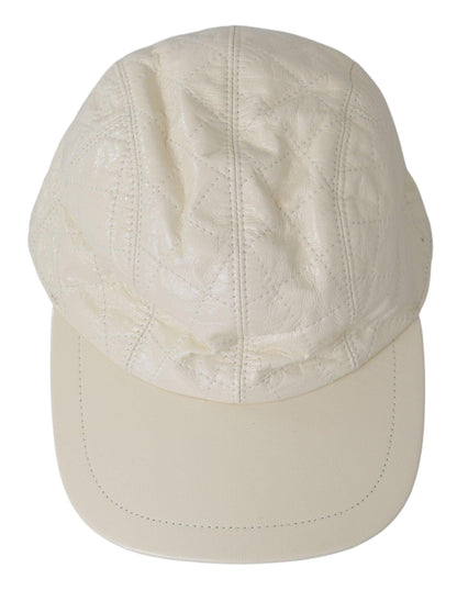 Dolce & Gabbana Elegant White Lambskin Leather Baseball Cap - PER.FASHION