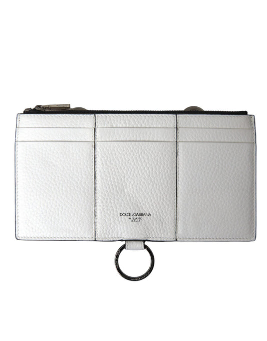 Dolce & Gabbana Elegant White Leather Crossbody Cardholder - PER.FASHION