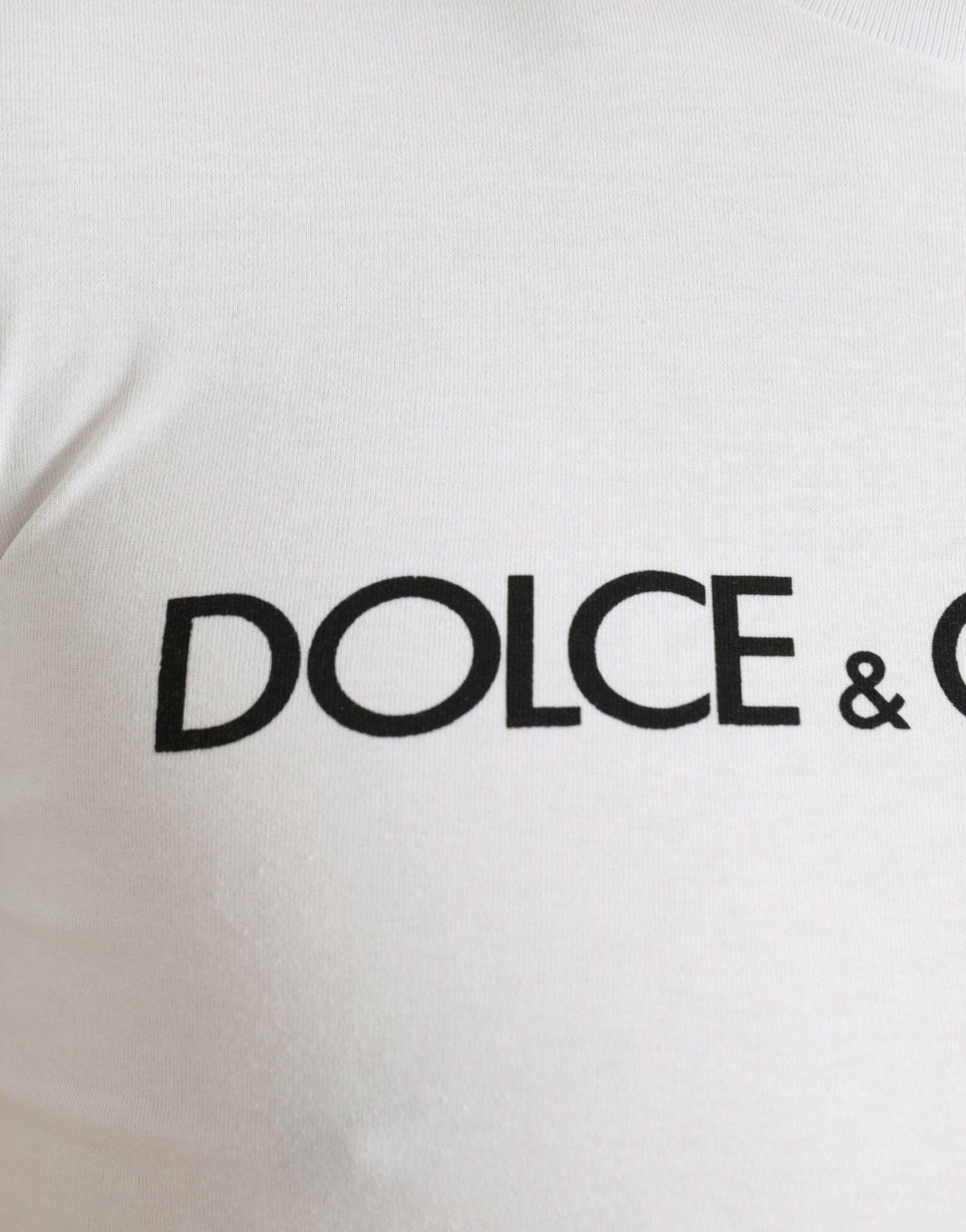 Dolce & Gabbana Elegant White Logo Crewneck Tee - PER.FASHION