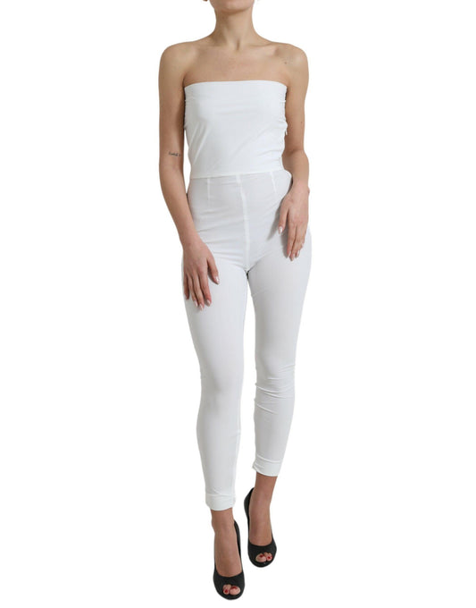 Dolce & Gabbana Elegant White Strapless Jumpsuit Dress - PER.FASHION