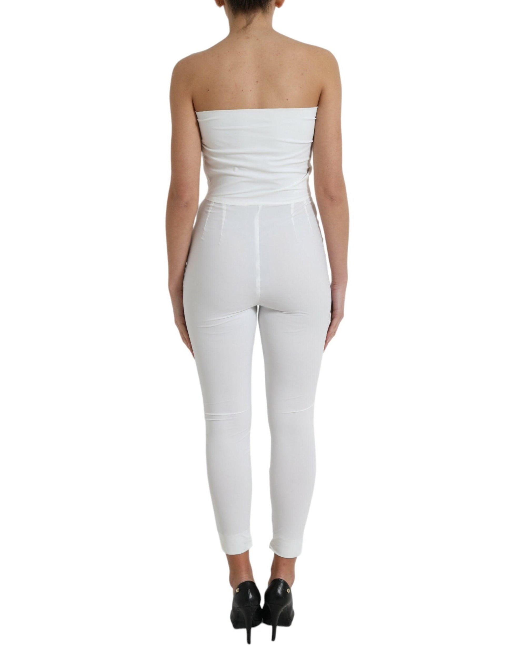 Dolce & Gabbana Elegant White Strapless Jumpsuit Dress - PER.FASHION