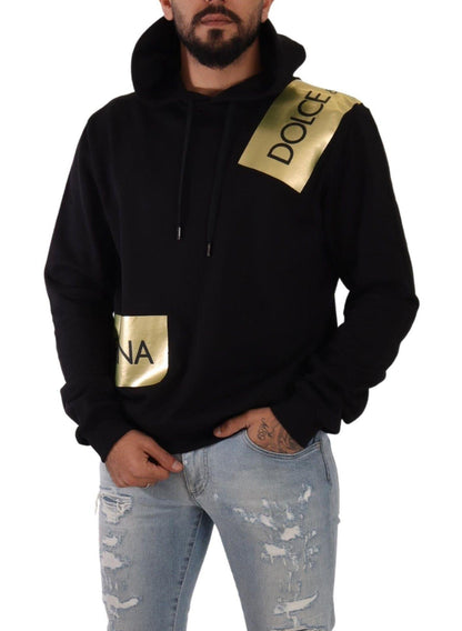 Dolce & Gabbana Elevate Your Style with a Black Golden-Logo Pullover - PER.FASHION