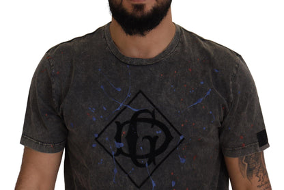 Dolce & Gabbana Elevated Grey Cotton Tee with Discolored DG Logo - PER.FASHION