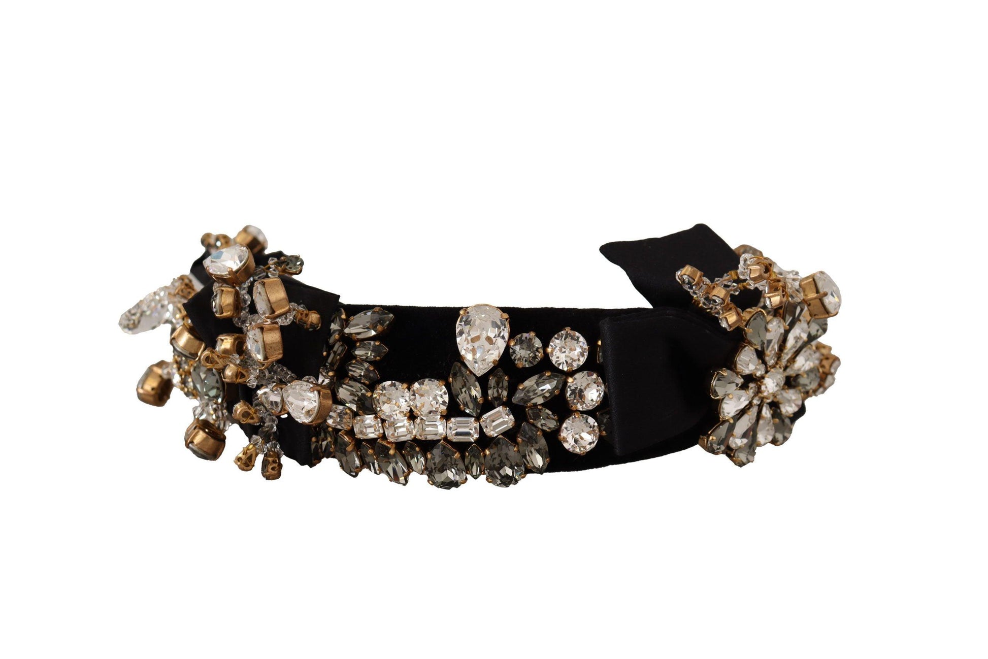 Dolce & Gabbana Embroidered Silk Crystal Tiara - PER.FASHION
