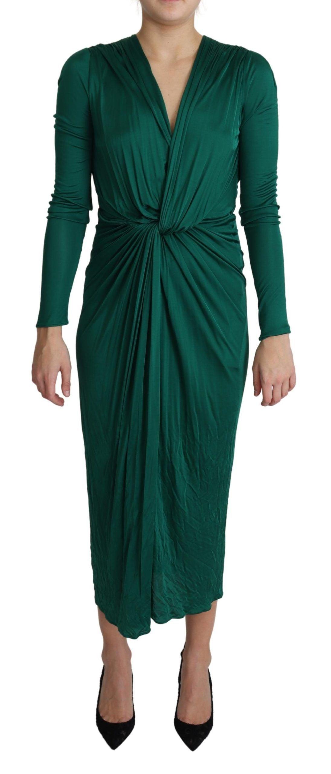 Dolce & Gabbana Emerald Elegance Bodycon Midi Dress - PER.FASHION